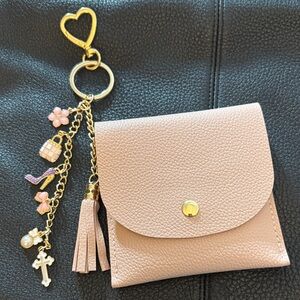 West River Lane Clothing Pink Vegan-Leather Keychain Wallet